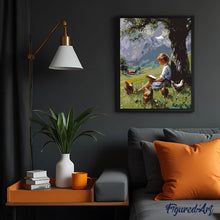 Charger l'image dans la galerie, Peinture vintage d’une lecture à la campagne