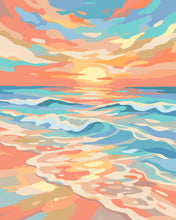 Charger l'image dans la galerie, Peinture par numéros Figured'Art Coucher de soleil coloré sur la plage