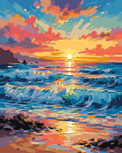 Charger l'image dans la galerie, Peinture par numéros Figured'Art Vagues au coucher du soleil
