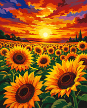 Charger l'image dans la galerie, Peinture par numéros Figured'Art Champ de tournesols au coucher du soleil