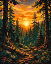 Charger l'image dans la galerie, Peinture par numéros Figured'Art Forêt de pins dorés