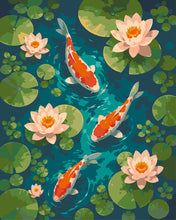 Charger l'image dans la galerie, Peinture par numéros Figured'Art Étang de carpes koï et de lotus