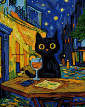 Charger l'image dans la galerie, Peinture par numéros Figured'Art Chat cocktail de minuit