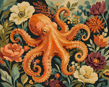 Charger l'image dans la galerie, Peinture par numéros Figured'Art Poulpe et Fleurs