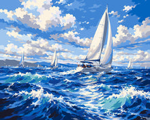 Charger l'image dans la galerie, Peinture par numéros Figured'Art Voiles sur la Mer Bleue