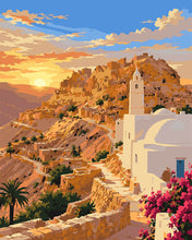 Charger l'image dans la galerie, Peinture par numéros Figured'Art Coucher de Soleil à Chenini, Tunisie