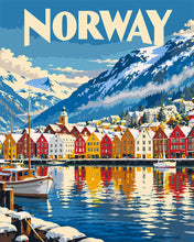 Charger l'image dans la galerie, Peinture par numéros Figured'Art Affiche de Voyage Bergen, Norvège