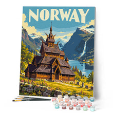 Charger l'image dans la galerie, Affiche de Voyage Église en Bois de Borgund, Norvège