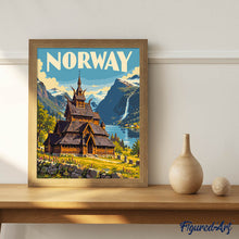 Charger l'image dans la galerie, Affiche de Voyage Église en Bois de Borgund, Norvège