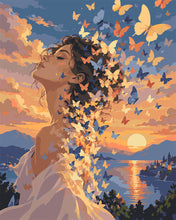 Charger l'image dans la galerie, Peinture par numéros Figured'Art Rêves de Papillons au Coucher du Soleil