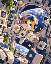 Charger l'image dans la galerie, Peinture par numéros Figured'Art Aventure du Chat Astronaute