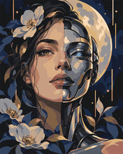 Charger l'image dans la galerie, Peinture par numéros Figured'Art Mi-Humain Sous un Halo de Lune