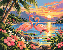 Charger l'image dans la galerie, Peinture par numéros Figured'Art Coucher de Soleil et Flamants Roses