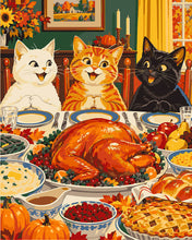 Charger l'image dans la galerie, Peinture par numéros Figured'Art Les Chats au Dîner de Thanksgiving