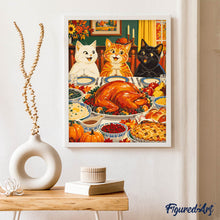 Charger l'image dans la galerie, Les Chats au Dîner de Thanksgiving