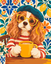 Charger l'image dans la galerie, Peinture par numéros Figured'Art Épagneul et béret au café