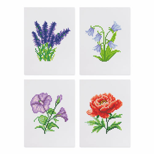 Mini Diamond Painting 15x20cm (4 pièces) Sans Cadre - Quartet Floral