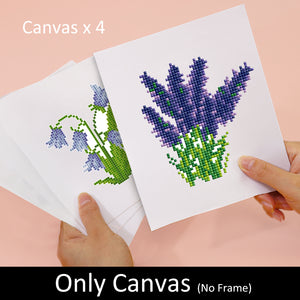 Mini Diamond Painting 15x20cm (4 pièces) Sans Cadre - Quartet Floral