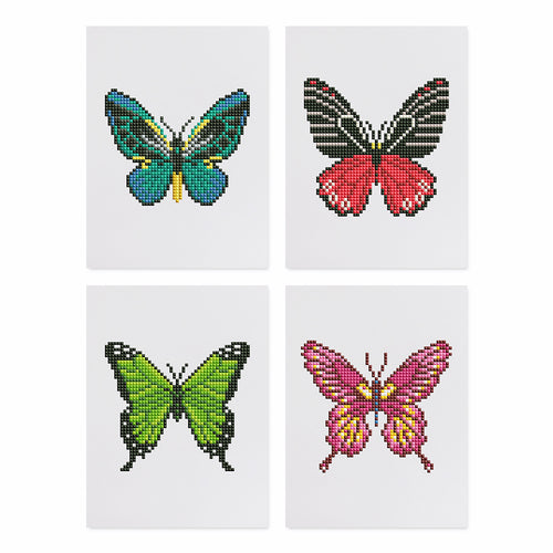 Mini Diamond Painting 15x20cm (4 pièces) - Ailes Vibrantes : Un Quartet de Papillons
