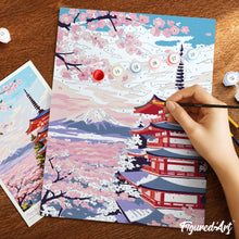 Charger l'image dans la galerie, Coffret Peinture par numéros - Pagode du Mont Fuji