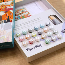 Charger l'image dans la galerie, Coffret Peinture par numéros - Village hivernal coloré