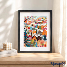 Charger l'image dans la galerie, Coffret Peinture par numéros - Village hivernal coloré