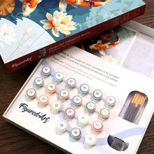 Charger l'image dans la galerie, Coffret Peinture par numéros - Carpe koï vintage et Fleurs