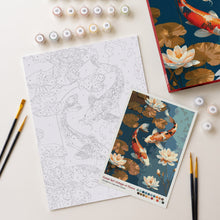 Charger l'image dans la galerie, Coffret Peinture par numéros - Carpe koï vintage et Fleurs