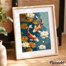 Charger l'image dans la galerie, Coffret Peinture par numéros - Carpe koï vintage et Fleurs