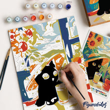 Charger l'image dans la galerie, Coffret Peinture par numéros - Chat noir d'Été