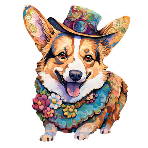 Puzzle 2D en Bois - Corgi Gentleman