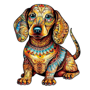 Puzzle 2D en Bois - Chiot Teckel Mignon