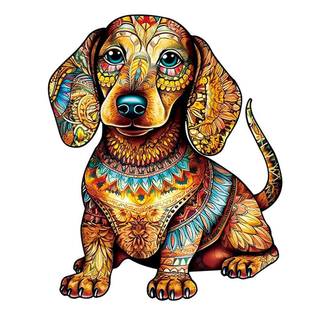 Puzzle 2D en Bois - Chiot Teckel Mignon