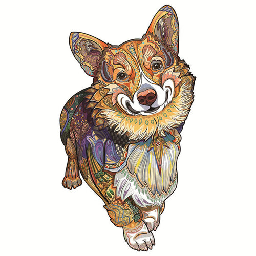Puzzle 2D en Bois - Corgi Heureux