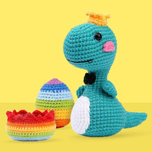 Charger l&#39;image dans la galerie, Kit Amigurumi Crochet - Roi Dino et Œuf Arc-en-ciel Figured&#39;Art