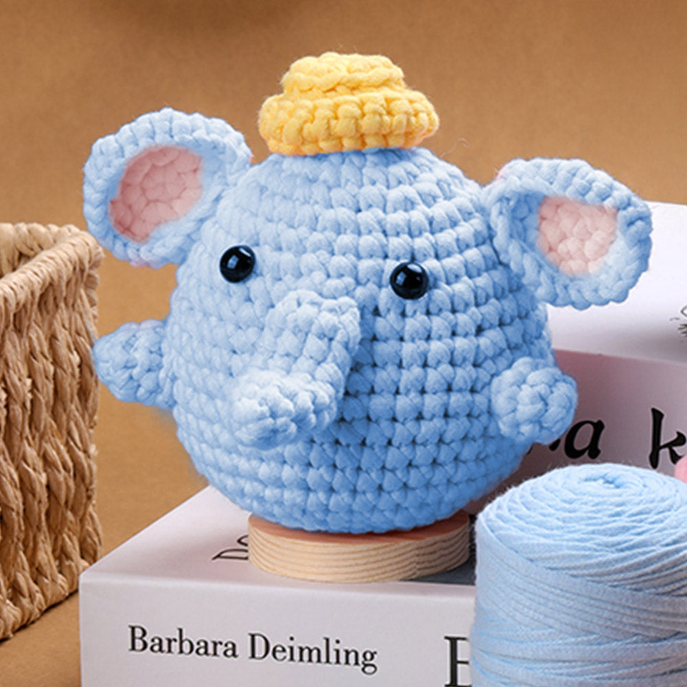 Kit Amigurumi Crochet - Éléphant Boule avec Chapeau Figured'Art