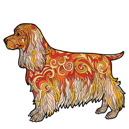 Puzzle 2D en Bois - Chien à poil long