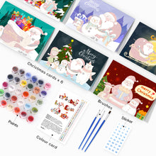 Charger l&#39;image dans la galerie, Peinture par numéros Lot de 6 Cartes de Noël DIY - Série 1
