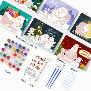 Peinture par numéros Lot de 6 Cartes de Noël DIY - Série 1