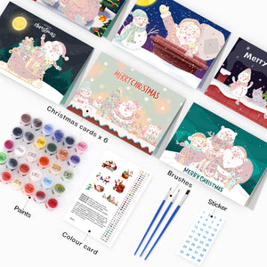 Peinture par numéros Lot de 6 Cartes de Noël DIY - Série 5