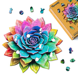 Puzzle en Bois Adulte - Plante succulente arc-en-ciel