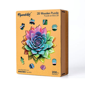 Puzzle en Bois Adulte - Plante succulente arc-en-ciel