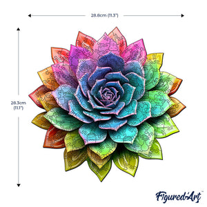 Puzzle en Bois Adulte - Plante succulente arc-en-ciel