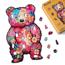 Charger l&#39;image dans la galerie, Puzzle en Bois Adulte - Ours en Peluche floral