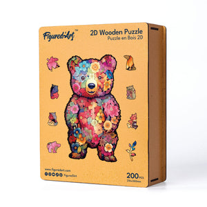 Puzzle en Bois Adulte - Ours en Peluche floral