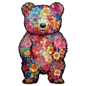 Puzzle en Bois Adulte - Ours en Peluche floral