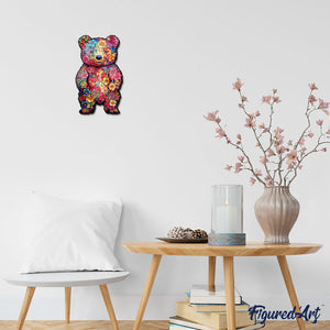 Puzzle en Bois Adulte - Ours en Peluche floral