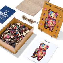 Charger l&#39;image dans la galerie, Puzzle en Bois Adulte - Ours en Peluche floral