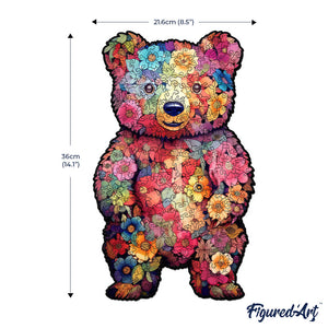 Puzzle en Bois Adulte - Ours en Peluche floral