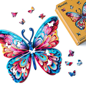 Puzzle en Bois Adulte - Papillon arc-en-ciel magnifique